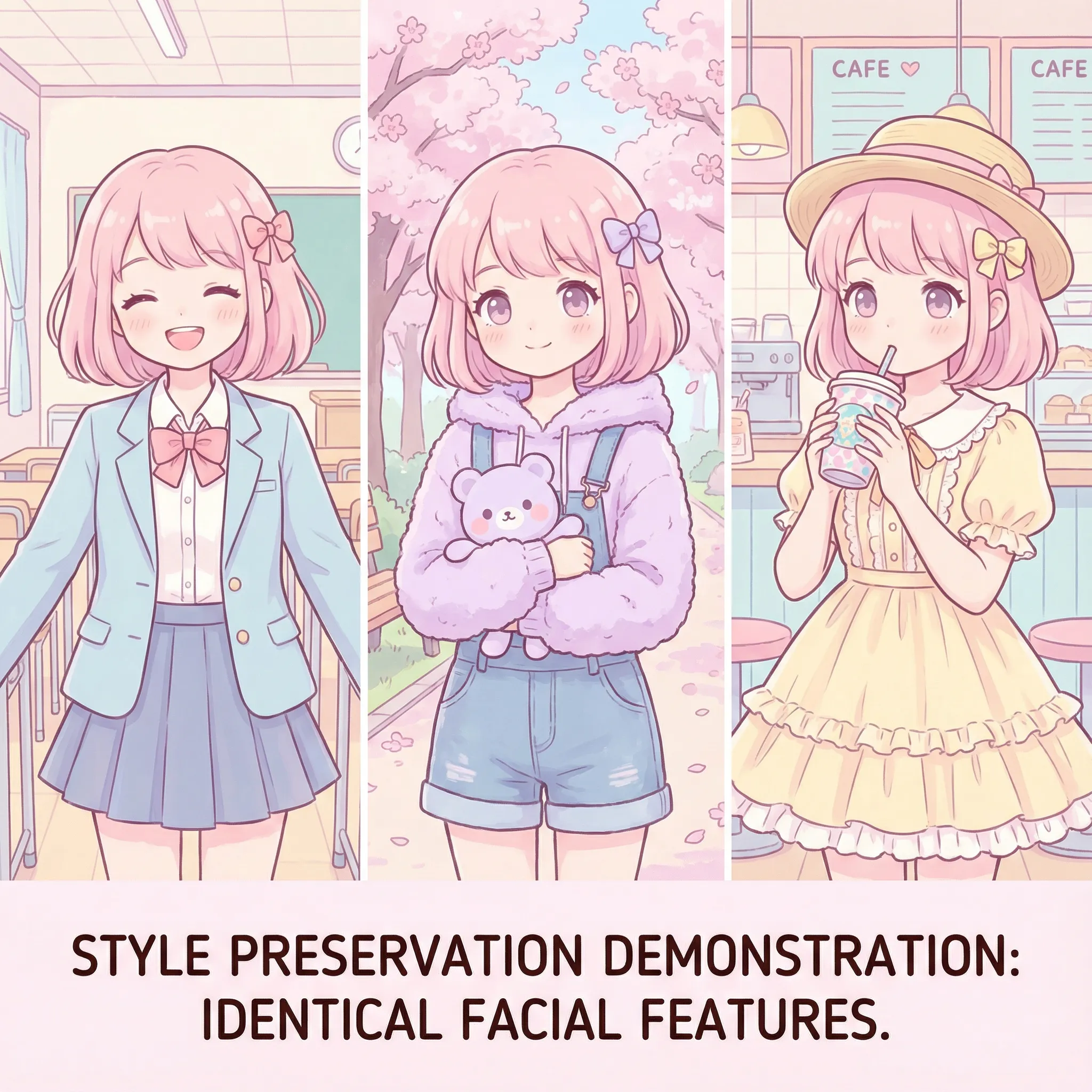 Style preservation demonstration showing character in consistent art style